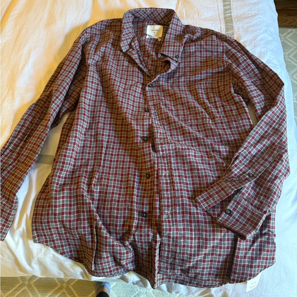 Billy Reid Burgundy Checkered Shirt